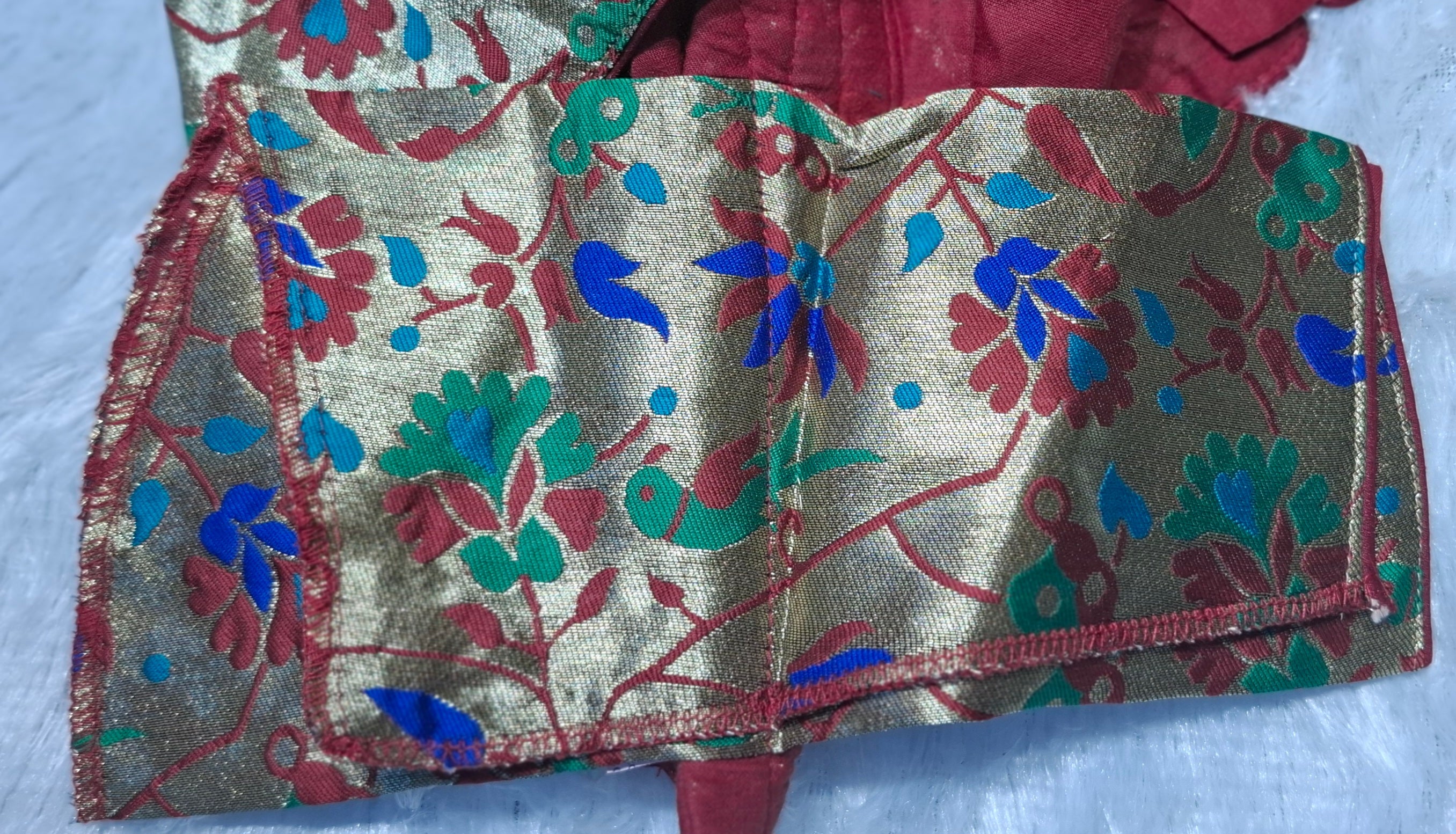 Maroon Jacquard Weave Multi Color Paithani Readymade Blouse