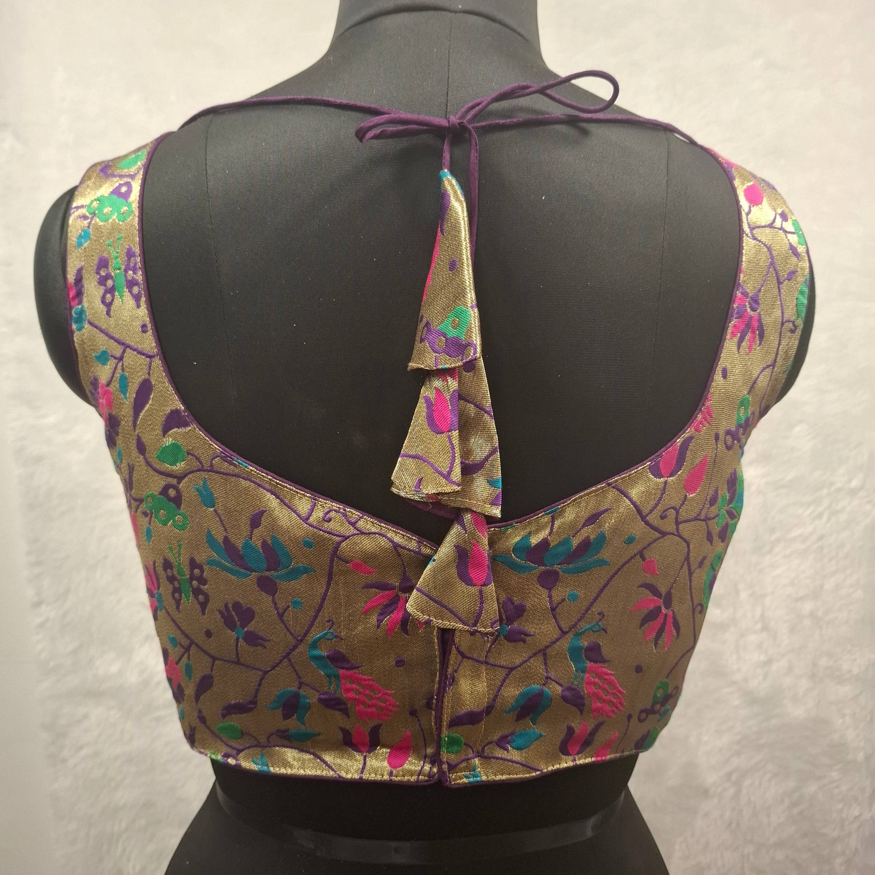 Purple Jacquard Weave Multi Color Paithani Blouse