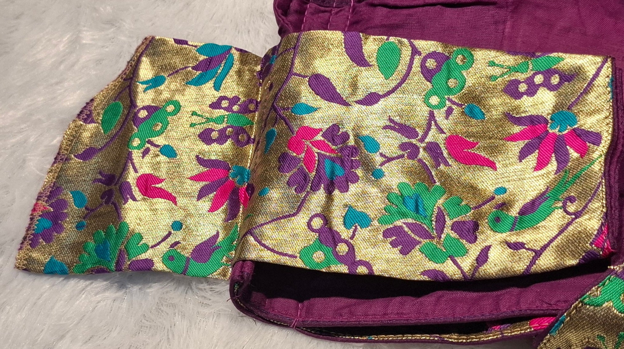 Purple Jacquard Weave Multi Color Paithani Blouse