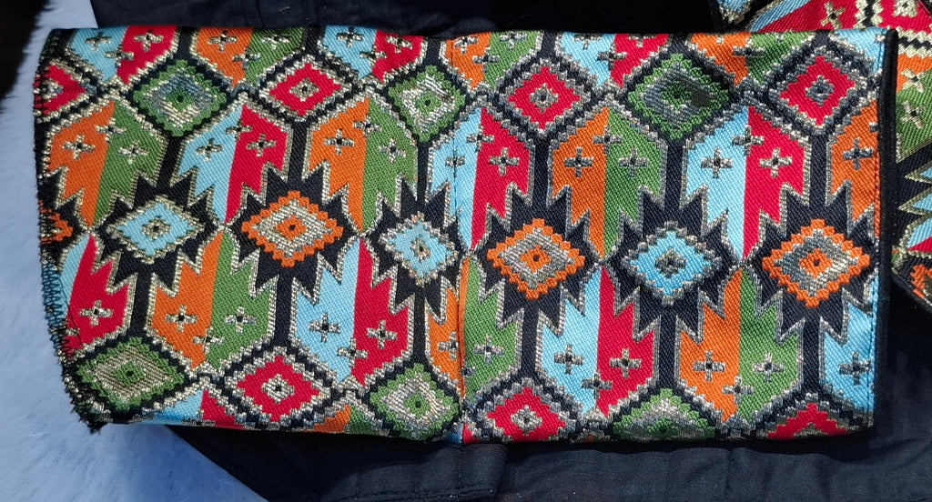 Black Multi Color Woven Patola Pattern Readymade Blouse