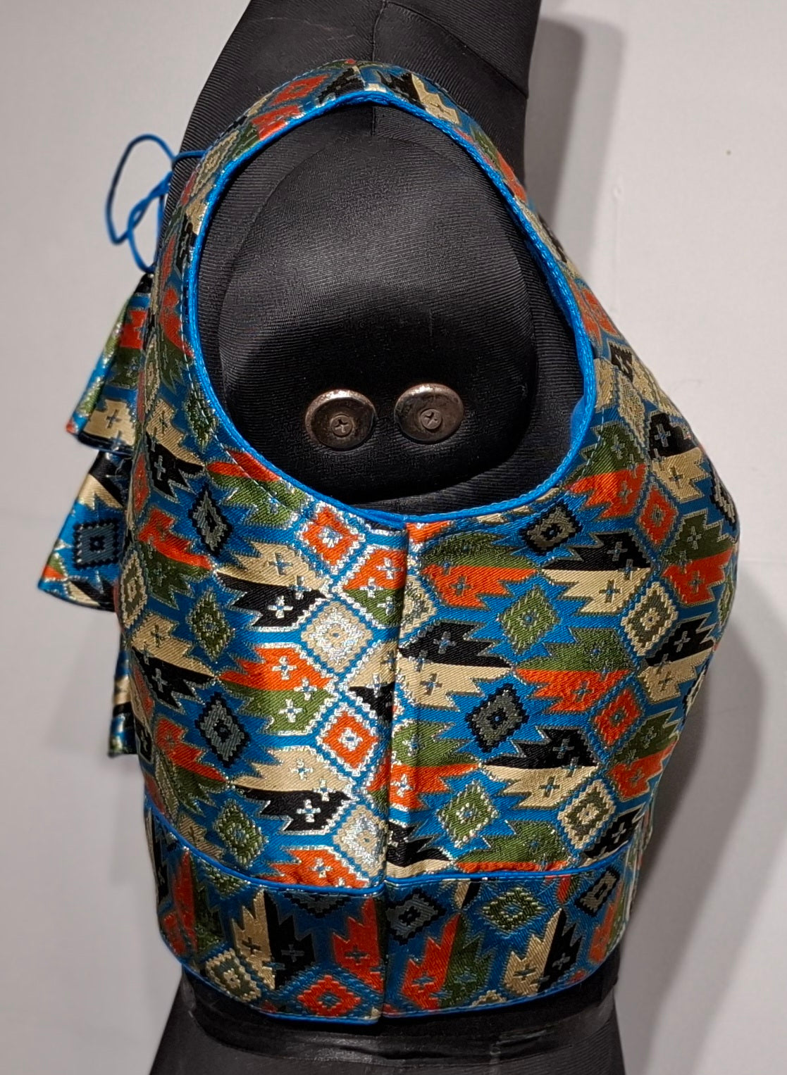 Cobalt Blue Multi Color Weave Patola Readymade Blouse