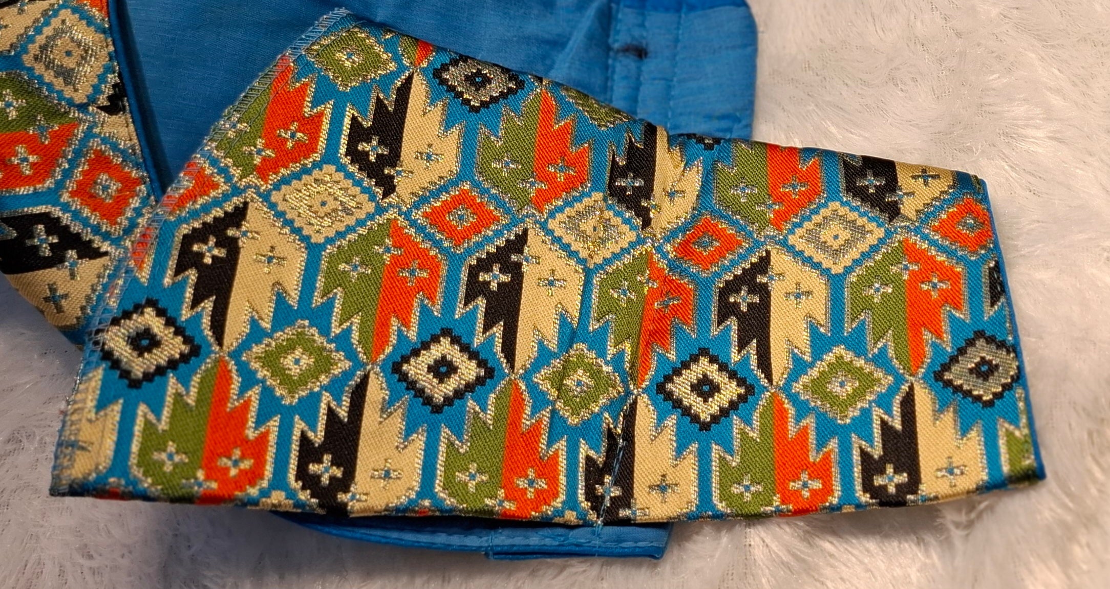 Cobalt Blue Multi Color Weave Patola Readymade Blouse