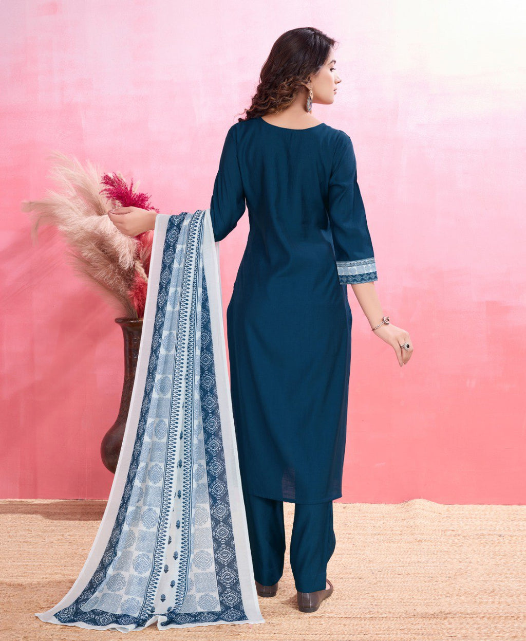 Yellow Viscose Silk Printed Kurta Set for Women