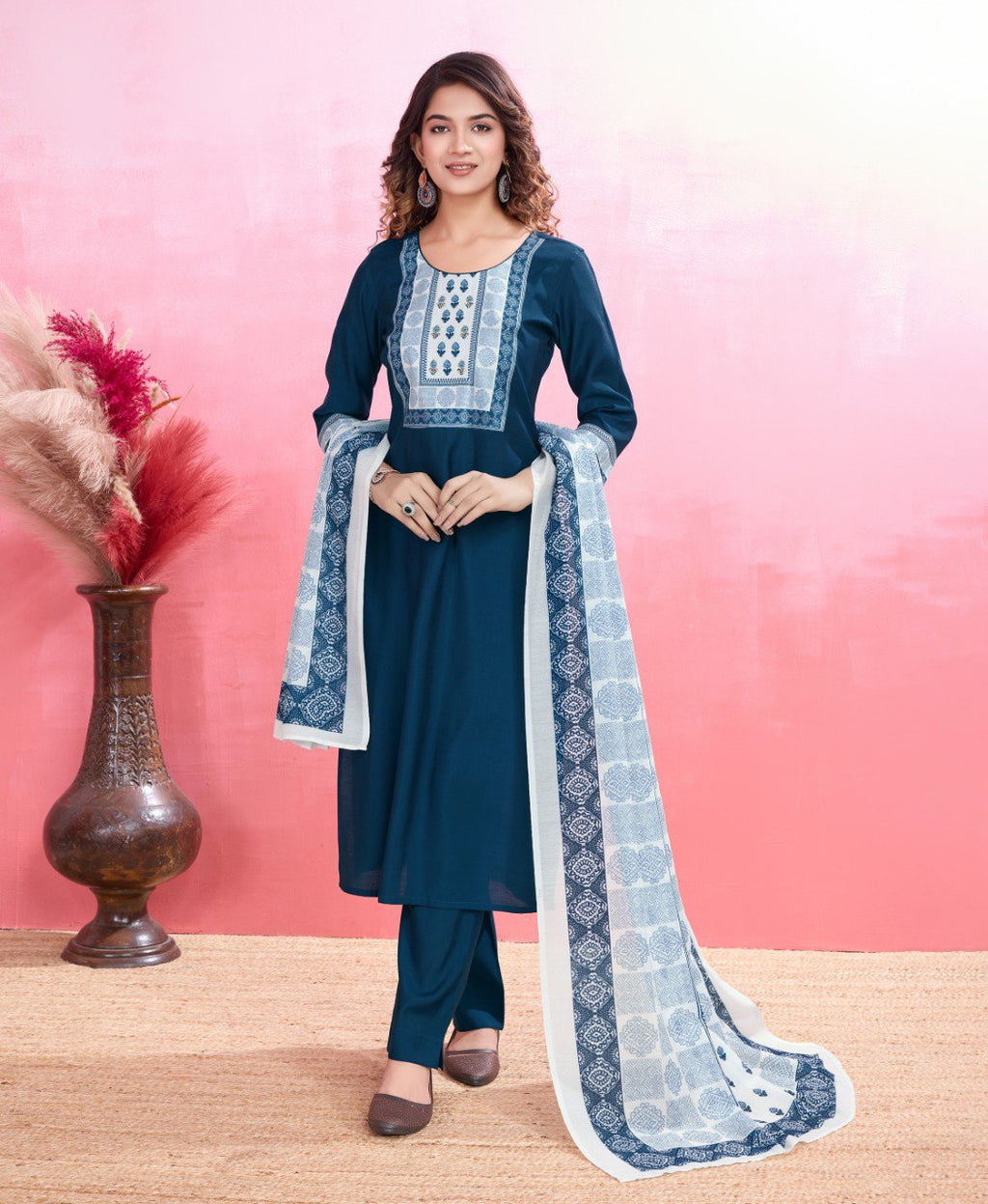 Vibrant Yellow Viscose Silk Printed Kurta Set for women
