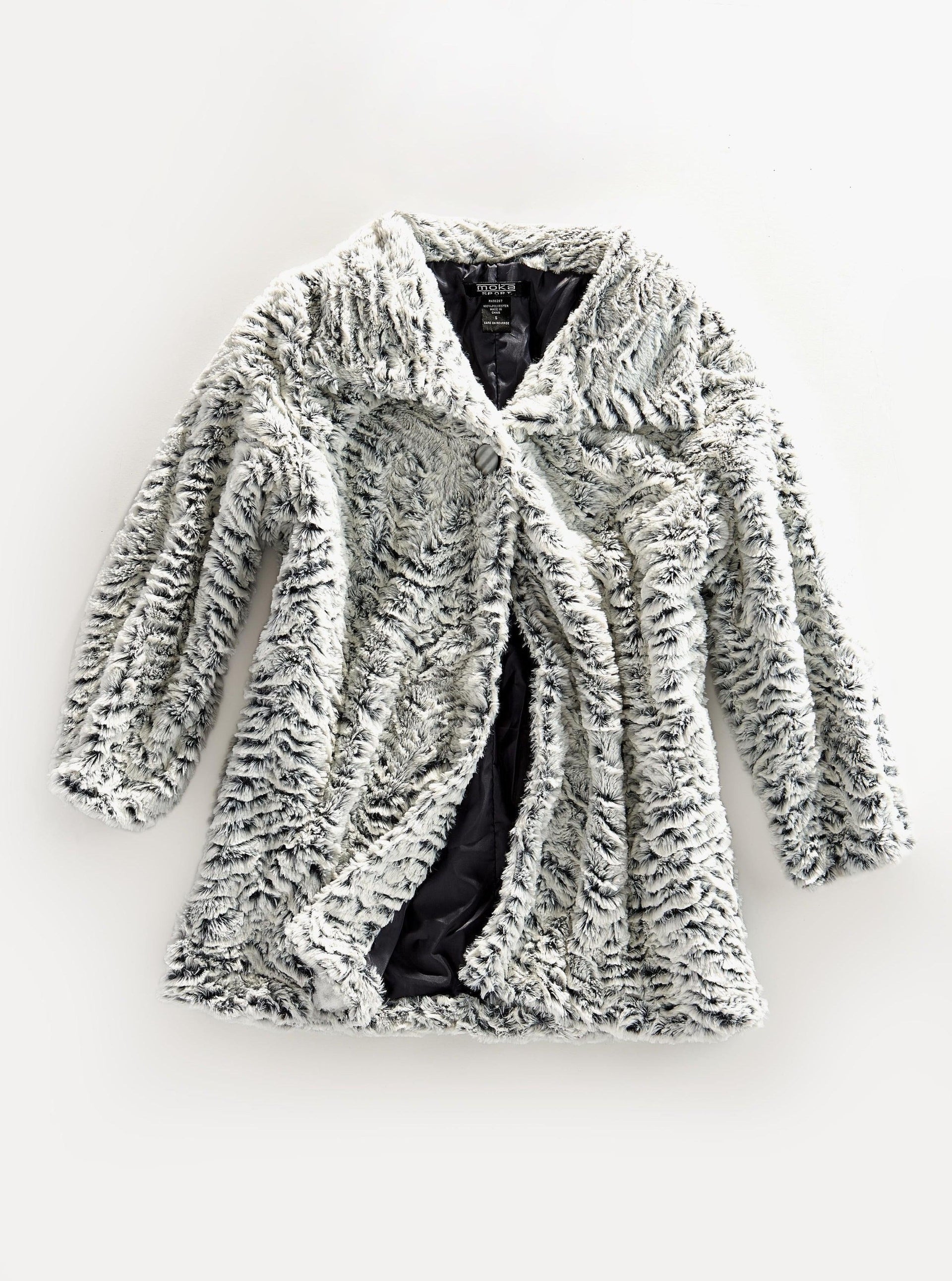 Women's Faux Fur Lined Swing Jacket - Modern Animal Print Coat