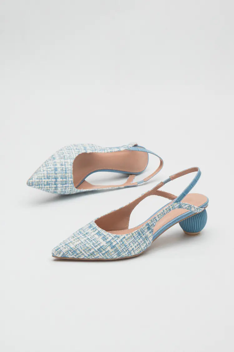 Tweed Slingback Heels with Sculptural Round Heel - Image 15