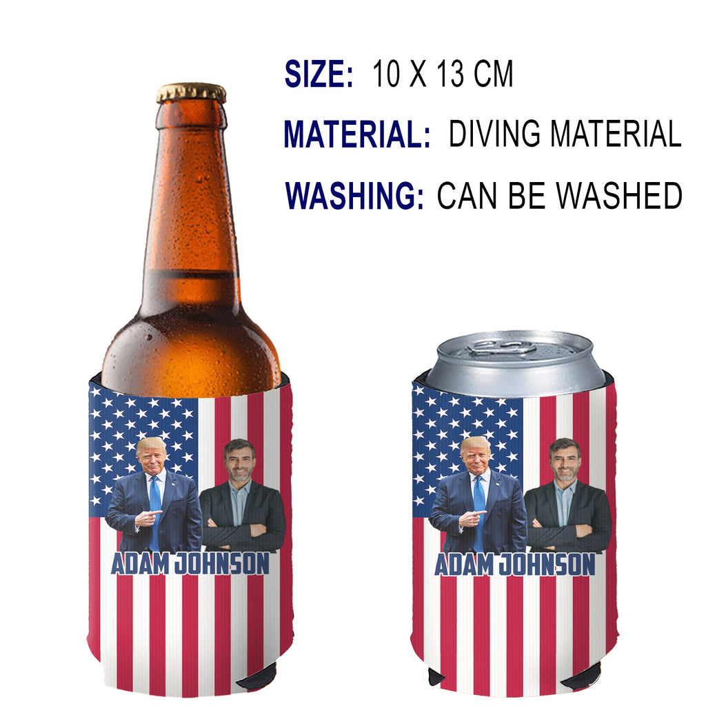 Personalized Photo With Trump Can Cooler | President Trump Can Holder | Family Gift Can Sleeve For Drinks 682434 - GOP