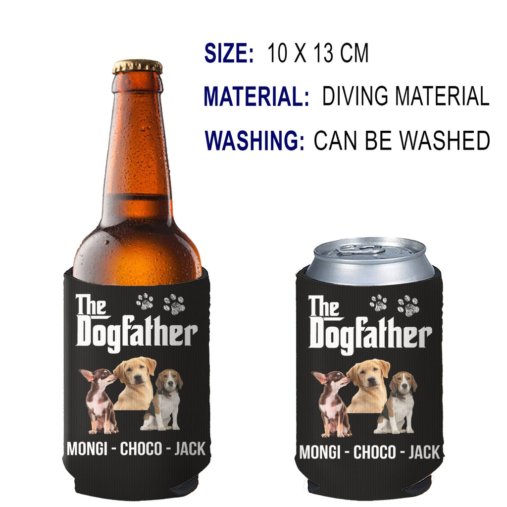 Personalized The Dogfather Can Cooler | Custom Dog Photo Can Holder | Gift for Dad | Father's Day Gift Idea 682464