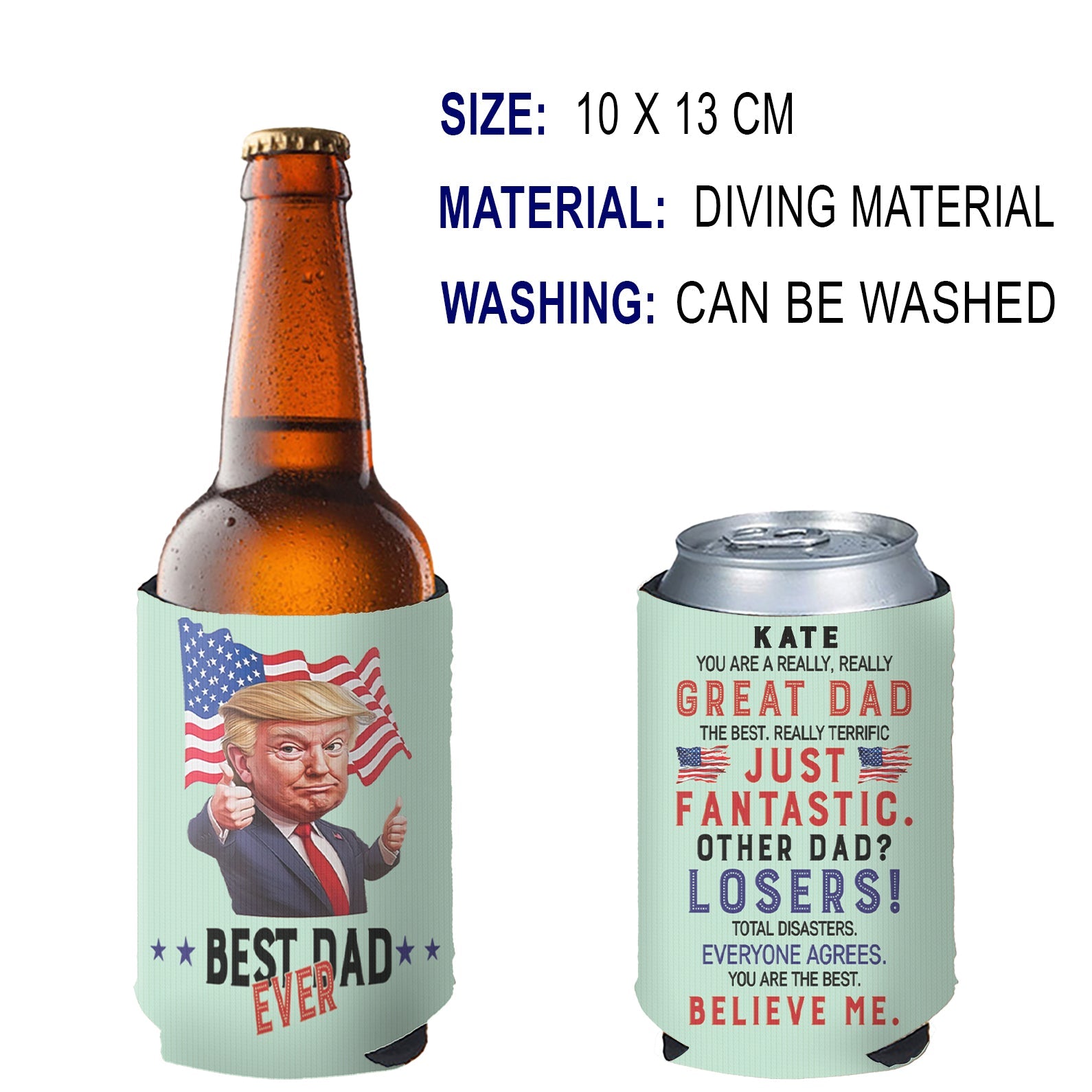 Personalized Best Dad Ever Can Cooler | Custom Funny Trump Father’s Day Gift from Son Daughter | MAGA Papa Gift Idea 682423 - GOP