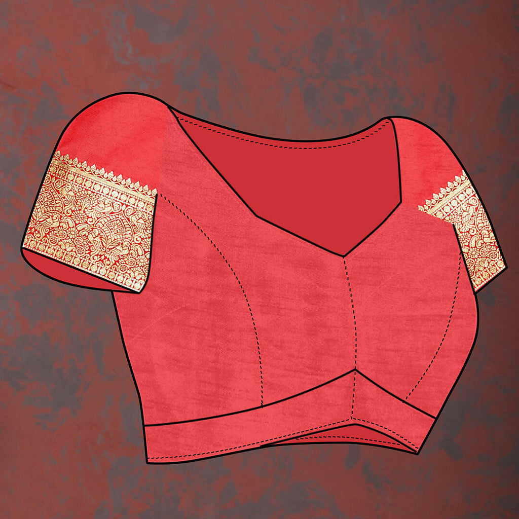 Red Soft Silk Saree with Gold Zari Woven Design