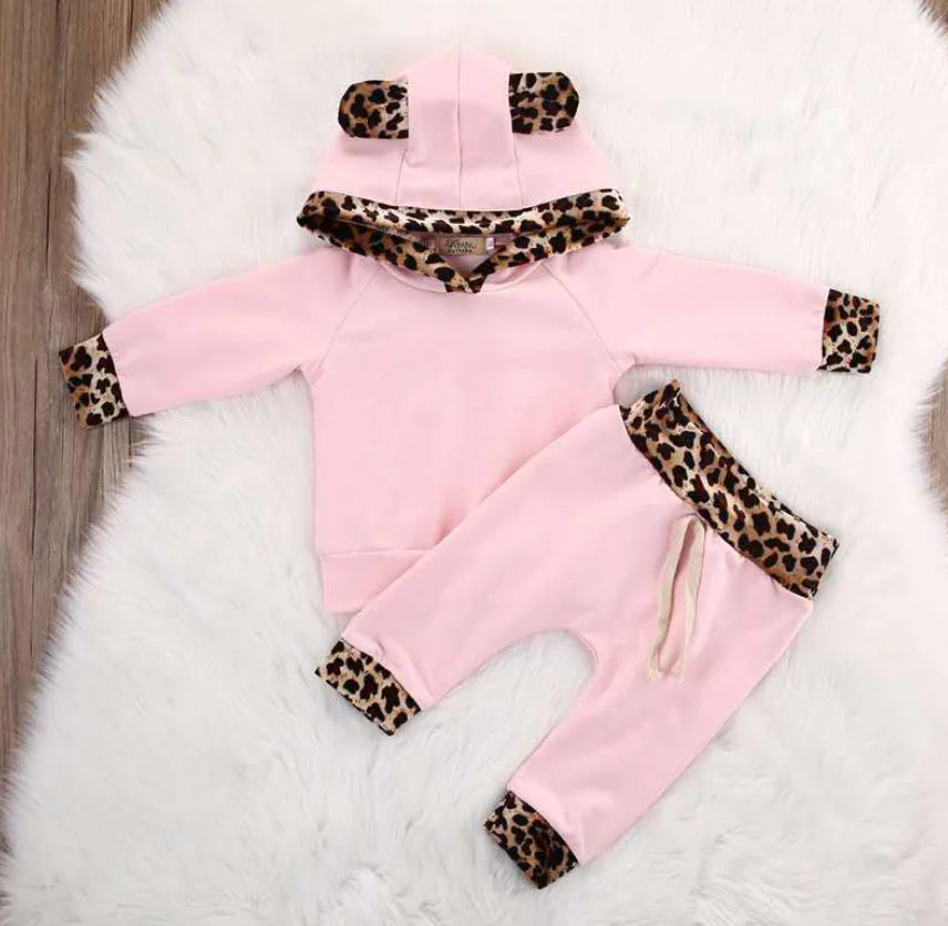 Kids' Leopard Print Two-Piece Outfit Set