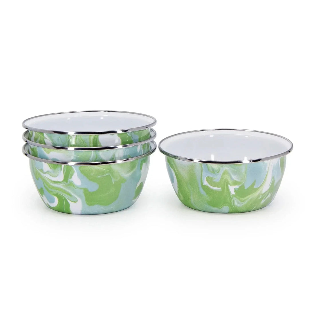 Aspen Grove Enamelware Salad Bowls - Rustic Set of 4