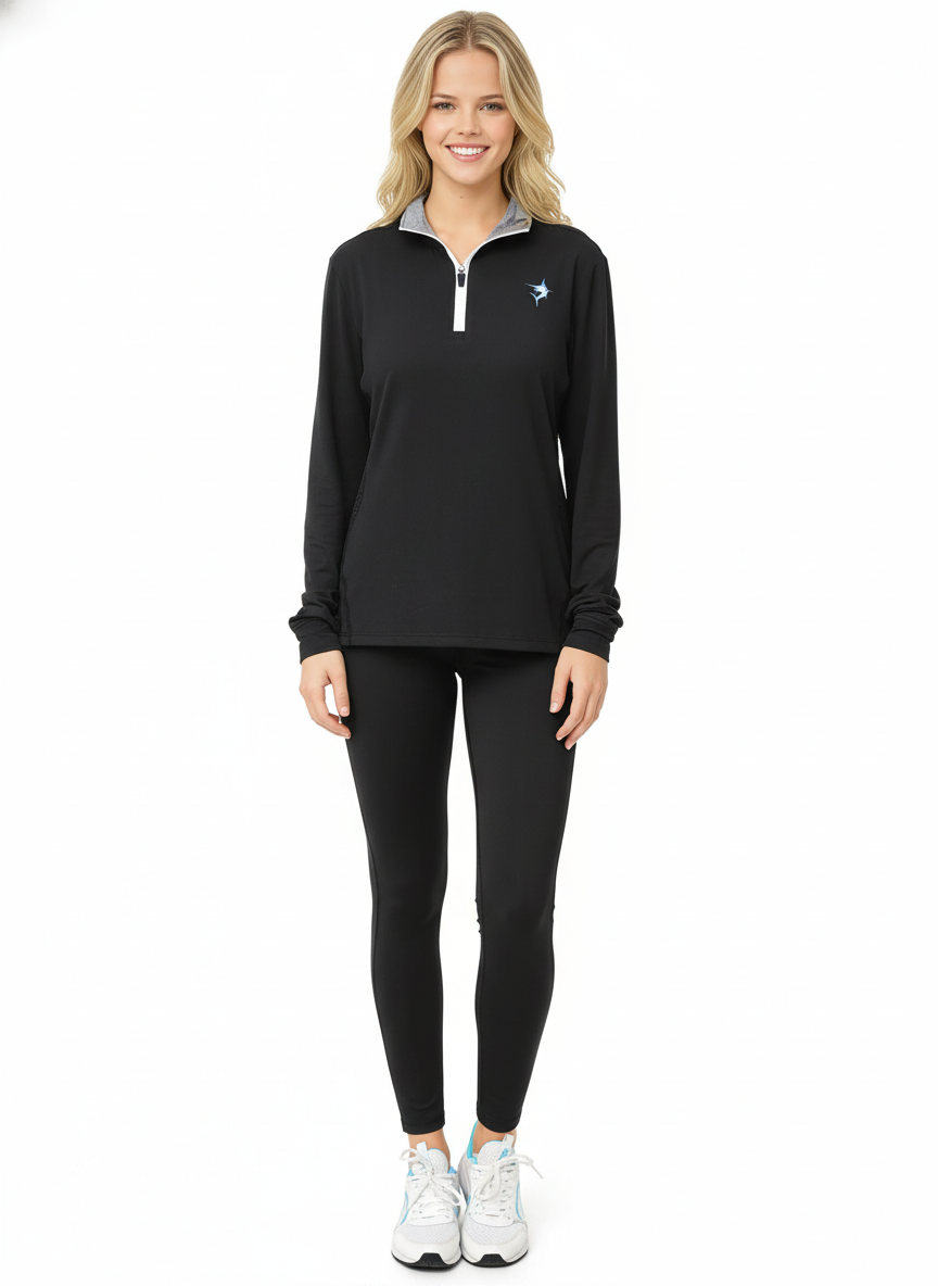 Women's Monterey Quarter Zip Performance Top in Black - Image 2