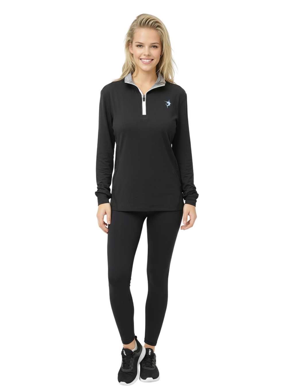 Women's Monterey Quarter Zip Performance Top in Black - Image 3