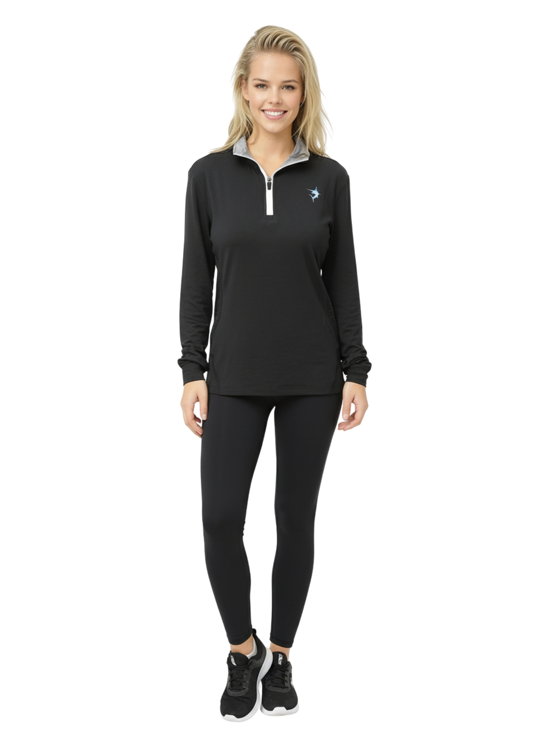 Women's Monterey Quarter Zip Performance Top in Black - Image 3