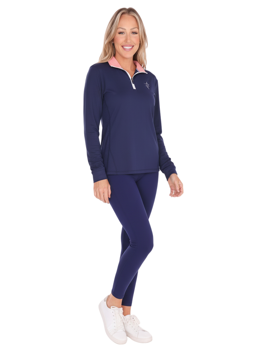 Women's Monterey Quarter Zip Navy Blue UV50 Performance Top - Image 3