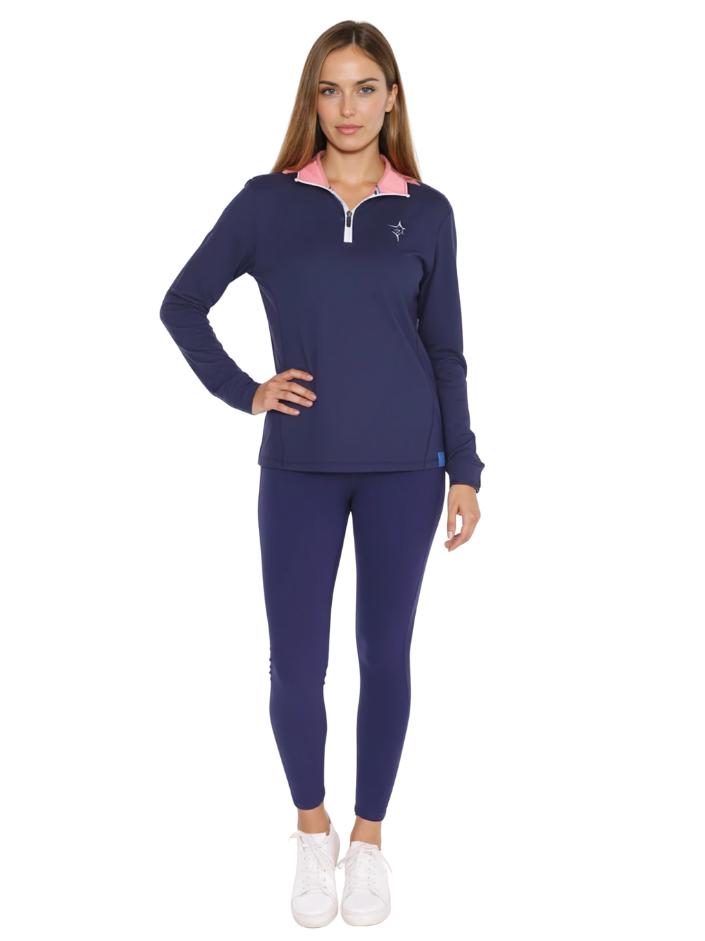 Women's Monterey Quarter Zip Navy Blue UV50 Performance Top - Image 2