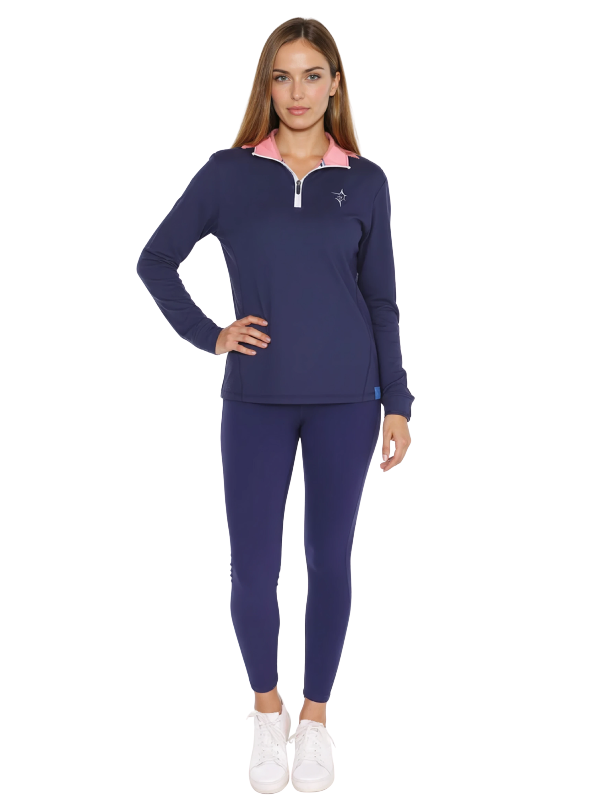 Women's Monterey Quarter Zip Navy Blue UV50 Performance Top - Image 2