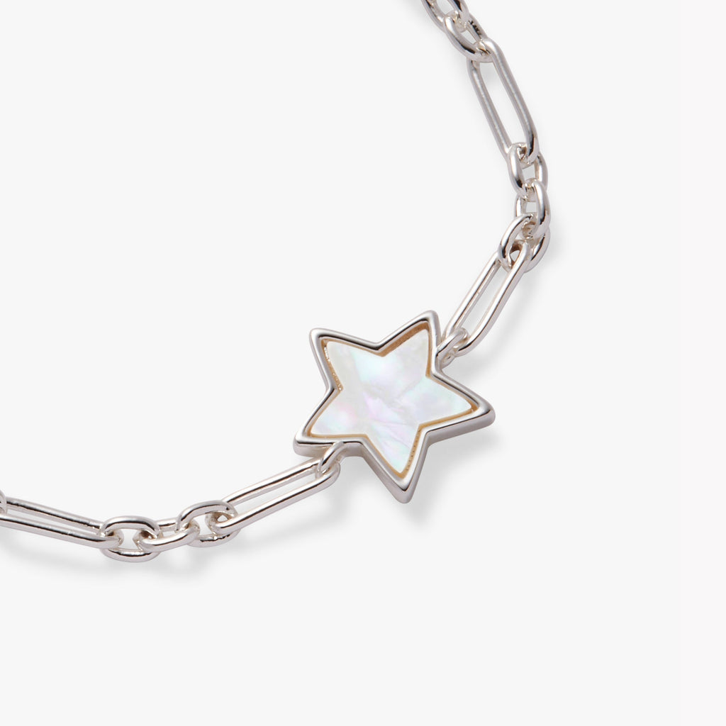 Star Mother of Pearl Adjustable Silver-Finish Bracelet