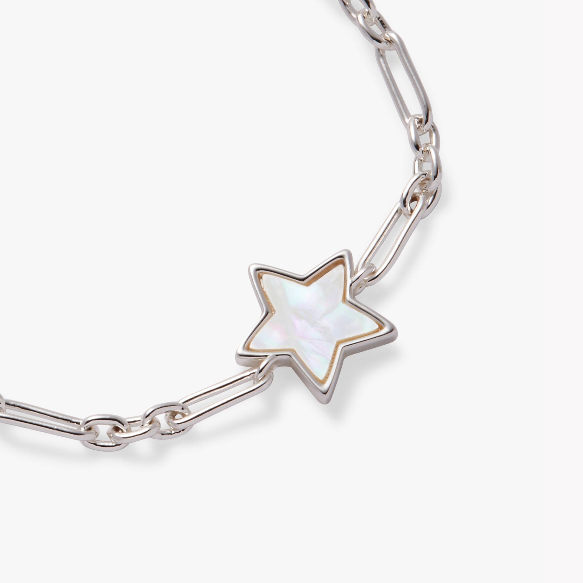 Star Mother of Pearl Adjustable Silver-Finish Bracelet