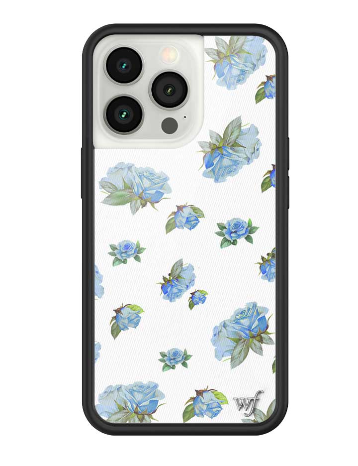 Moonlight Rose iPhone Case with Blue Floral Print and Black Bumper - Image 27