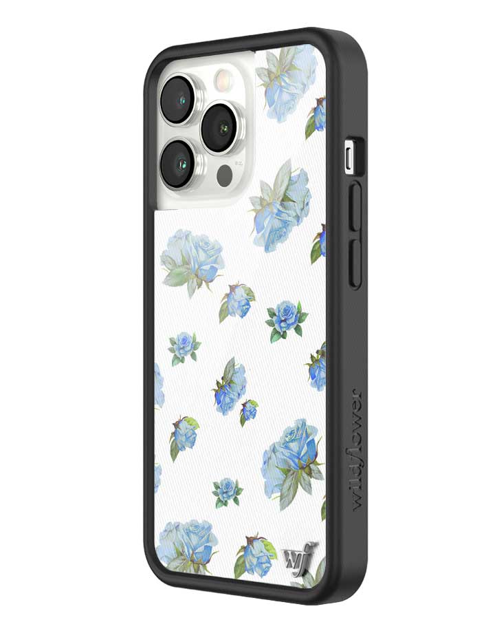 Moonlight Rose iPhone Case with Blue Floral Print and Black Bumper - Image 28