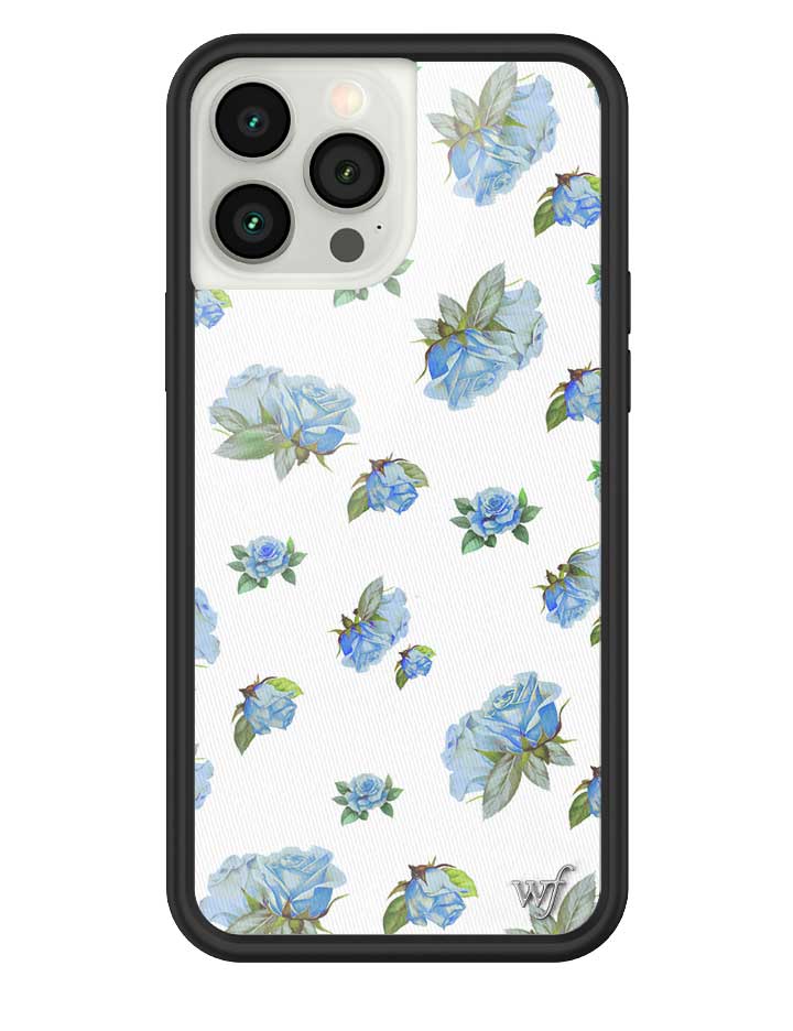 Moonlight Rose iPhone Case with Blue Floral Print and Black Bumper - Image 21