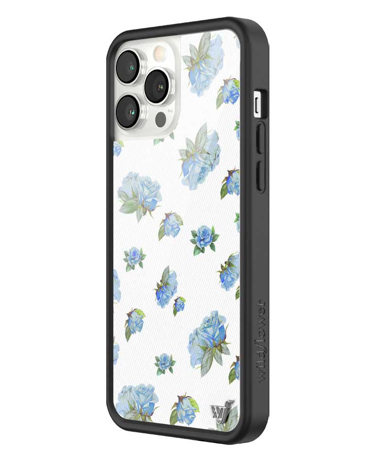 Moonlight Rose iPhone Case with Blue Floral Print and Black Bumper - Image 26