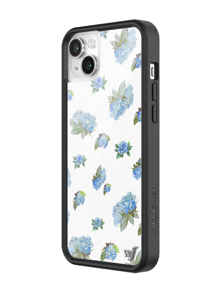 Moonlight Rose iPhone Case with Blue Floral Print and Black Bumper - Image 24