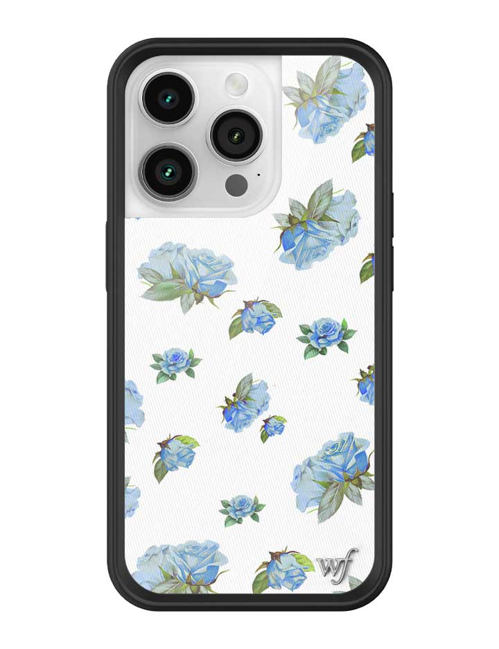 Moonlight Rose iPhone Case with Blue Floral Print and Black Bumper - Image 25