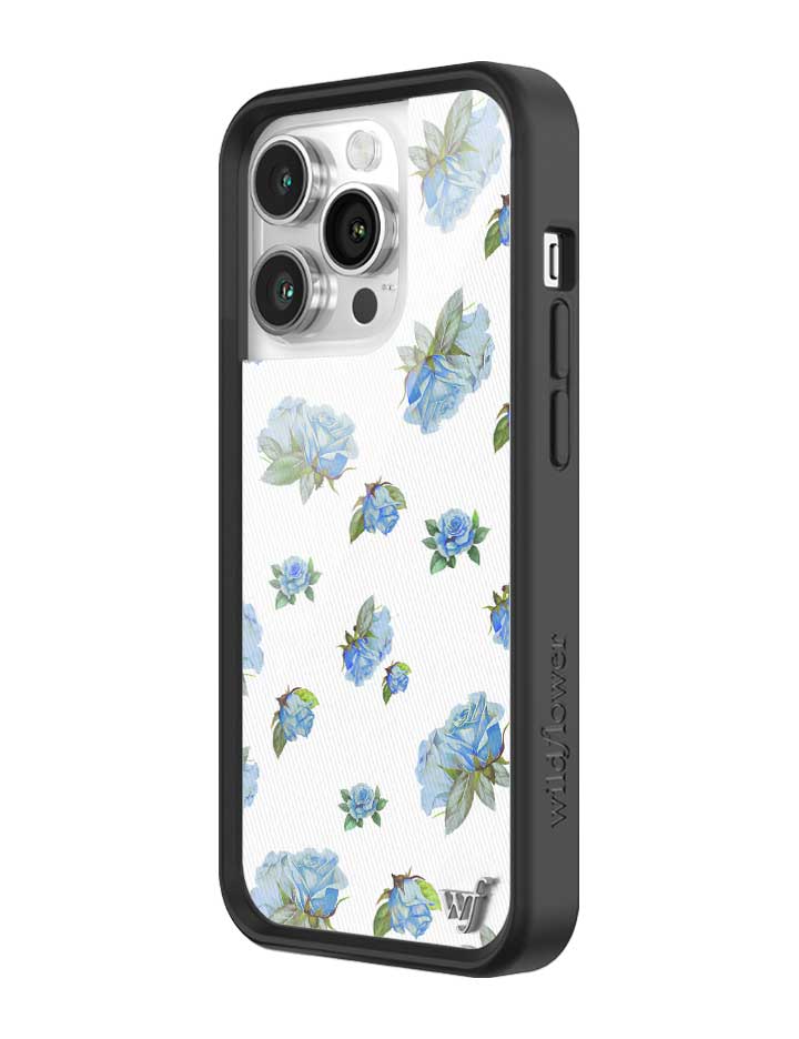 Moonlight Rose iPhone Case with Blue Floral Print and Black Bumper - Image 22