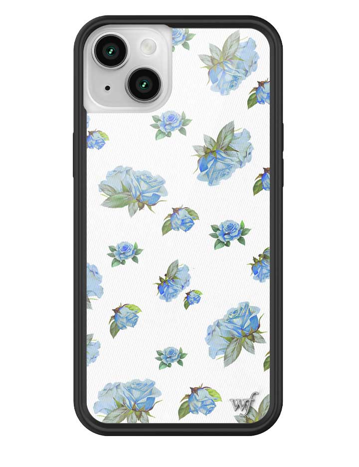 Moonlight Rose iPhone Case with Blue Floral Print and Black Bumper - Image 19