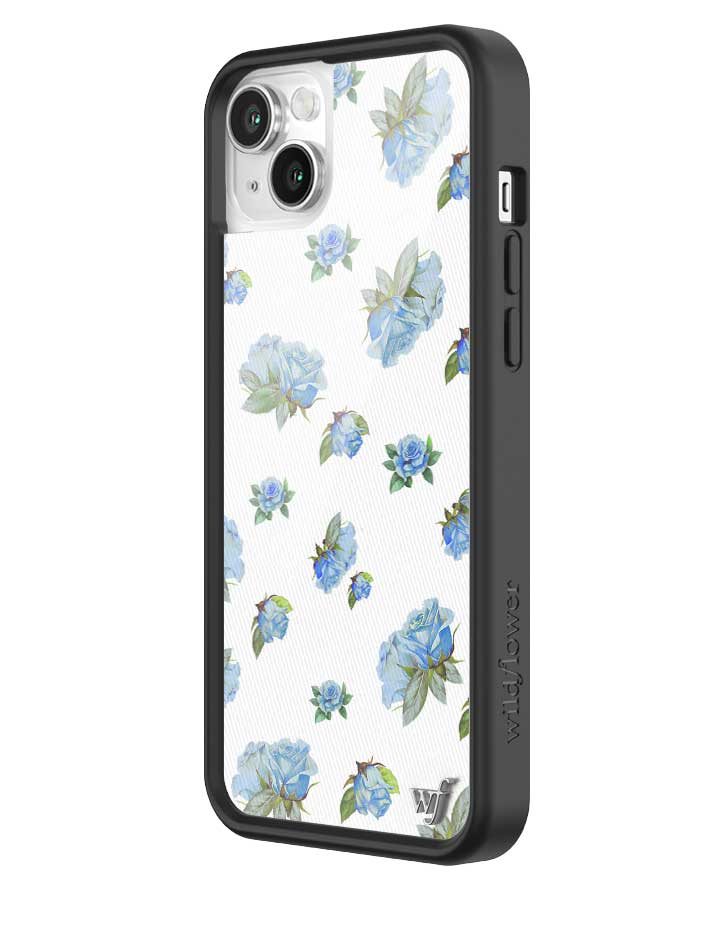 Moonlight Rose iPhone Case with Blue Floral Print and Black Bumper - Image 20