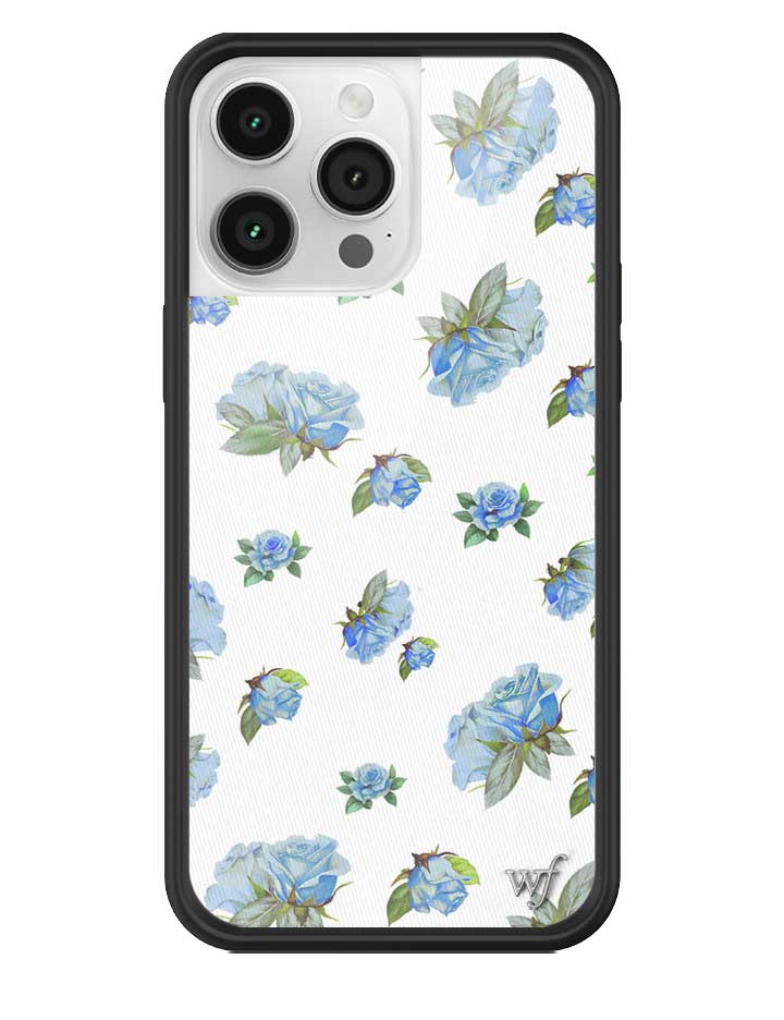 Moonlight Rose iPhone Case with Blue Floral Print and Black Bumper - Image 17