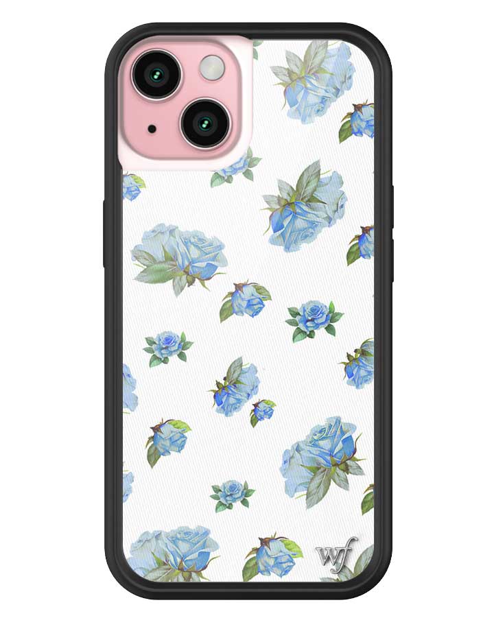 Moonlight Rose iPhone Case with Blue Floral Print and Black Bumper - Image 15