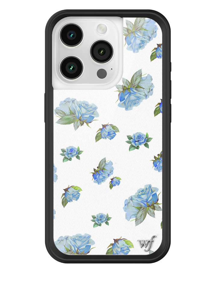 Moonlight Rose iPhone Case with Blue Floral Print and Black Bumper - Image 13
