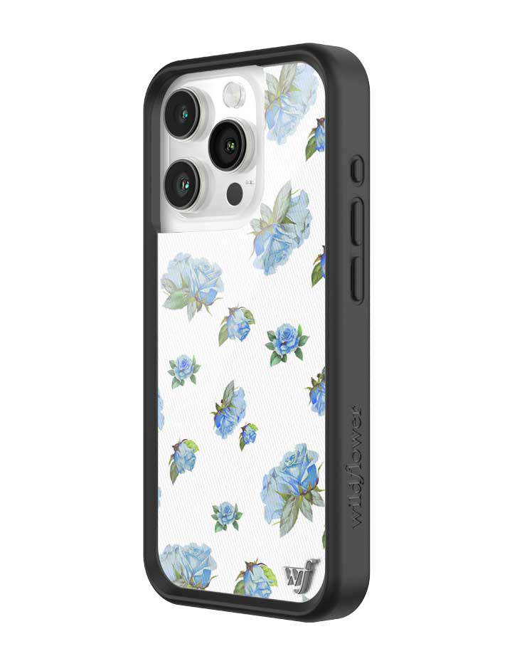 Moonlight Rose iPhone Case with Blue Floral Print and Black Bumper - Image 14