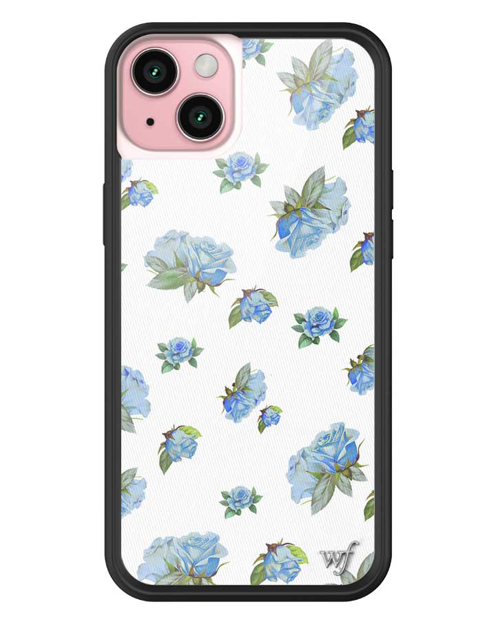 Moonlight Rose iPhone Case with Blue Floral Print and Black Bumper - Image 11