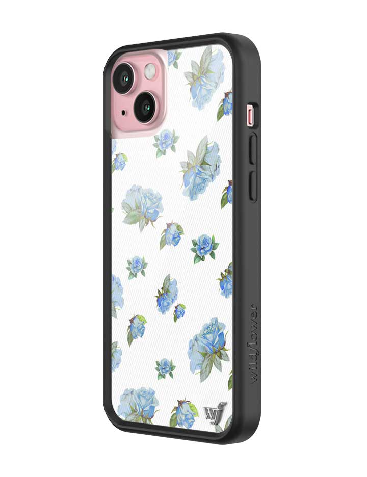Moonlight Rose iPhone Case with Blue Floral Print and Black Bumper - Image 12