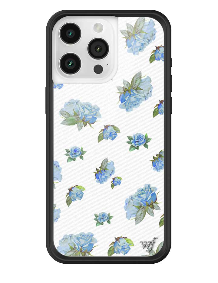 Moonlight Rose iPhone Case with Blue Floral Print and Black Bumper - Image 9