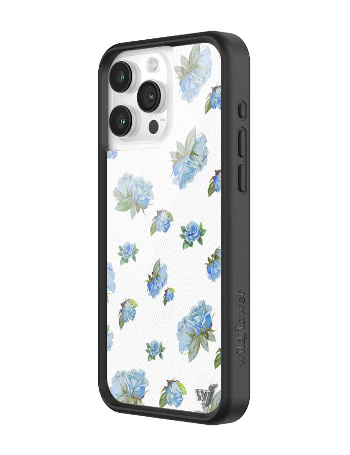 Moonlight Rose iPhone Case with Blue Floral Print and Black Bumper - Image 10