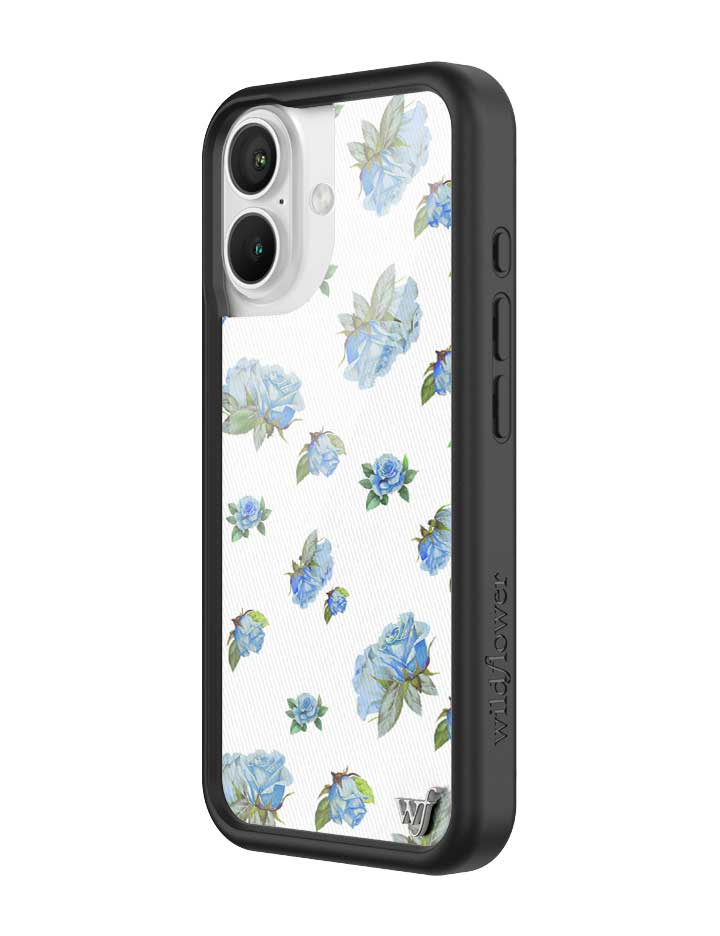Moonlight Rose iPhone Case with Blue Floral Print and Black Bumper - Image 8