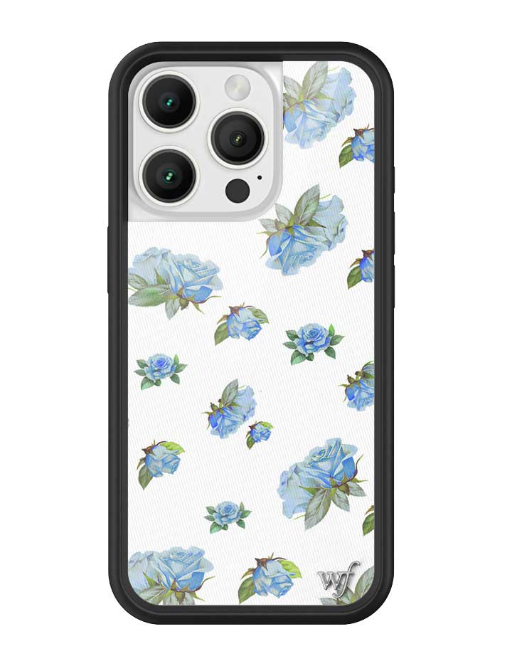Moonlight Rose iPhone Case with Blue Floral Print and Black Bumper - Image 5