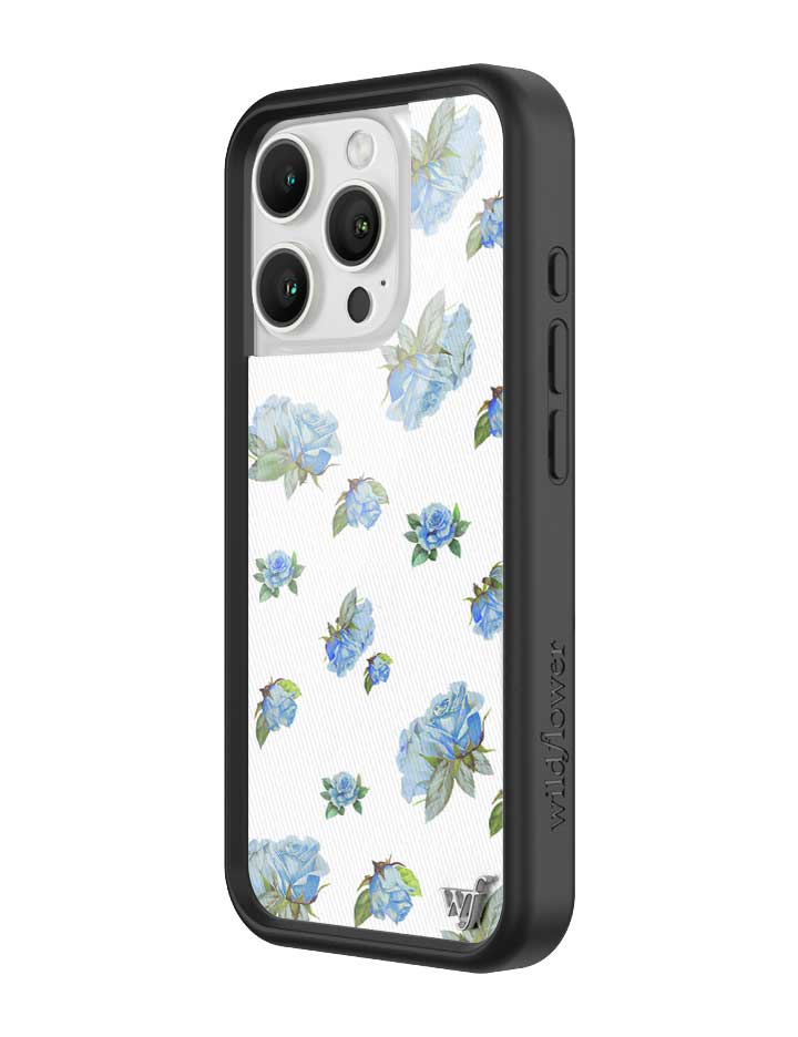 Moonlight Rose iPhone Case with Blue Floral Print and Black Bumper - Image 6