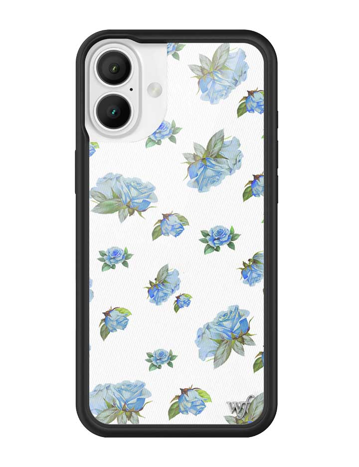 Moonlight Rose iPhone Case with Blue Floral Print and Black Bumper - Image 3
