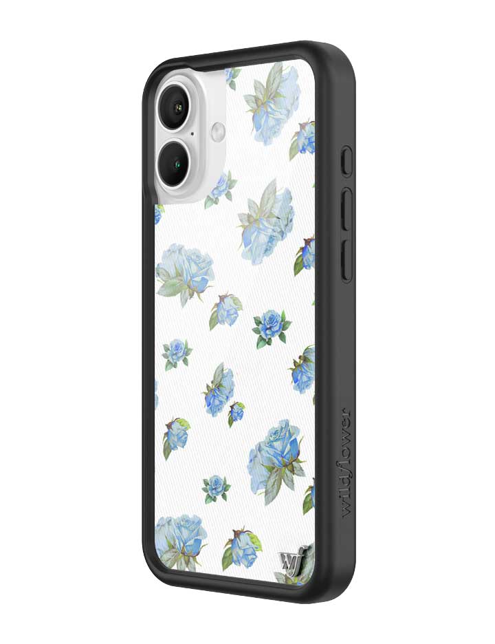 Moonlight Rose iPhone Case with Blue Floral Print and Black Bumper - Image 4