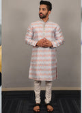 Sky Blue Soft Silk Kurta featuring heavy detailed embroidery on the neckline