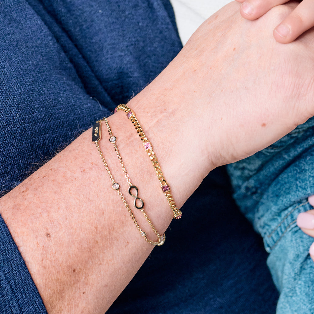 Mom Infinity Double Strand Chain Bracelet in Gold and Silver