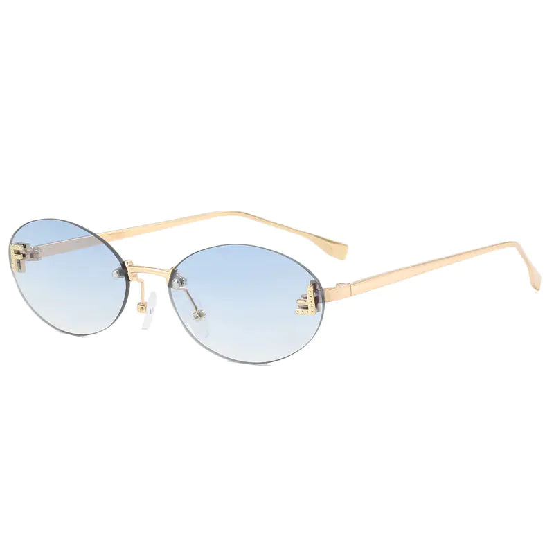 Trendy Women's Oval Metal Sunglasses by F Brand