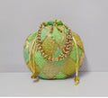 Multicolor embroidered potli style clutch for wedding and festive occasions